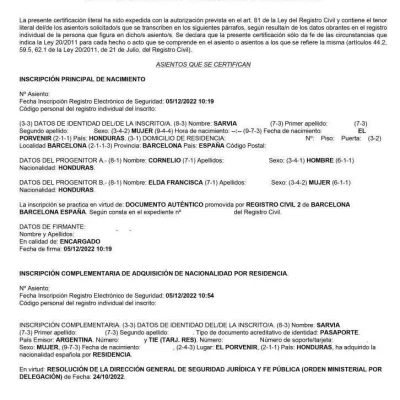 Certificado de nacimiento