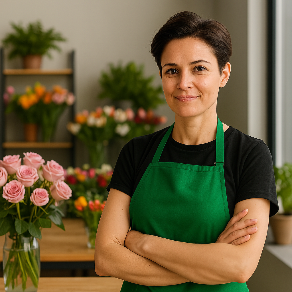 Autónoma en Fuenlabrada trabajando en su floristería, imagen corporativa de ASESORÍA PYB, asesoría autónomos Fuenlabrada especializada en gestión fiscal, laboral y contable.